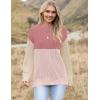 Zeagoo Women 2026 Fall Lightweight Oversized Sweater Crew Neck Long Sleeve Color Block Pullover Rib Knit Blouse Tops XS-2XL(Pink Khaki)