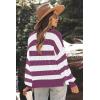 Zeagoo Women 2026 Fall Lightweight Oversized Sweater Crew Neck Long Sleeve Color Block Pullover Rib Knit Blouse Tops XS-2XL(Pink White Stripe)