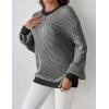 Zeagoo Women 2026 Fall Lightweight Oversized Sweater Crew Neck Long Sleeve Color Block Pullover Rib Knit Blouse Tops XS-2XL(Re Black)