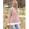 Zeagoo Women 2026 Fall Lightweight Oversized Sweater Crew Neck Long Sleeve Color Block Pullover Rib Knit Blouse Tops XS-2XL(Red)