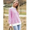 Zeagoo Women 2026 Fall Lightweight Oversized Sweater Crew Neck Long Sleeve Color Block Pullover Rib Knit Blouse Tops XS-2XL(Rose Red)