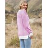 Zeagoo Women 2026 Fall Lightweight Oversized Sweater Crew Neck Long Sleeve Color Block Pullover Rib Knit Blouse Tops XS-2XL(Rose Red)