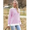 Zeagoo Women 2026 Fall Lightweight Oversized Sweater Crew Neck Long Sleeve Color Block Pullover Rib Knit Blouse Tops XS-2XL(Rose Red)