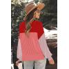 Zeagoo Women 2026 Fall Lightweight Oversized Sweater Crew Neck Long Sleeve Color Block Pullover Rib Knit Blouse Tops XS-2XL(Rose Red Pink)