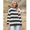 Zeagoo Women 2026 Fall Lightweight Oversized Sweater Crew Neck Long Sleeve Color Block Pullover Rib Knit Blouse Tops XS-2XL(Small Black Striped Color Bloack White)