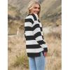Zeagoo Women 2026 Fall Lightweight Oversized Sweater Crew Neck Long Sleeve Color Block Pullover Rib Knit Blouse Tops XS-2XL(Small Black Striped Color Bloack White)