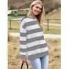 Zeagoo Women 2026 Fall Lightweight Oversized Sweater Crew Neck Long Sleeve Color Block Pullover Rib Knit Blouse Tops XS-2XL(White Gray Stripe)