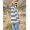 Zeagoo Women 2026 Fall Lightweight Oversized Sweater Crew Neck Long Sleeve Color Block Pullover Rib Knit Blouse Tops XS-2XL(White Gray Stripe)