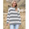 Zeagoo Women 2026 Fall Lightweight Oversized Sweater Crew Neck Long Sleeve Color Block Pullover Rib Knit Blouse Tops XS-2XL(White Gray Stripe)