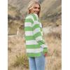 Zeagoo Women 2026 Fall Lightweight Oversized Sweater Crew Neck Long Sleeve Color Block Pullover Rib Knit Blouse Tops XS-2XL(White Green Striped)