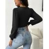Zeagoo Women 2026 Long Puff Sleeve Sweater Fall Slim Fit Pullover Tops Crewneck Ribbed Knit Bodysuit Jumpsuit(Black)