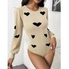 Zeagoo Women 2026 Long Puff Sleeve Sweater Fall Slim Fit Pullover Tops Crewneck Ribbed Knit Bodysuit Jumpsuit(Black Heart)