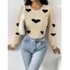 Zeagoo Women 2026 Long Puff Sleeve Sweater Fall Slim Fit Pullover Tops Crewneck Ribbed Knit Bodysuit Jumpsuit(Black Heart)