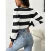 Zeagoo Women 2026 Long Puff Sleeve Sweater Fall Slim Fit Pullover Tops Crewneck Ribbed Knit Bodysuit Jumpsuit(Black White)