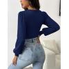 Zeagoo Women 2026 Long Puff Sleeve Sweater Fall Slim Fit Pullover Tops Crewneck Ribbed Knit Bodysuit Jumpsuit(Navy Blue Light)
