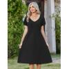 Zeagoo Women Midi Dresses for Summer 2026 Short Sleeve Casual Flowy Dress A Line Pleated V Neck Beach Sundress with Pockets(Black)