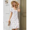 Zeagoo Women Midi Dresses for Summer 2026 Short Sleeve Casual Flowy Dress A Line Pleated V Neck Beach Sundress with Pockets(Floral White Red)