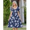Zeagoo Women Midi Dresses for Summer 2026 Short Sleeve Casual Flowy Dress A Line Pleated V Neck Beach Sundress with Pockets(Hawaii Floral)