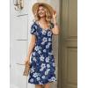 Zeagoo Women Midi Dresses for Summer 2026 Short Sleeve Casual Flowy Dress A Line Pleated V Neck Beach Sundress with Pockets(Hawaii Floral)