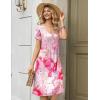 Zeagoo Women Midi Dresses for Summer 2026 Short Sleeve Casual Flowy Dress A Line Pleated V Neck Beach Sundress with Pockets(Pattern-pink)