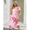 Zeagoo Women Midi Dresses for Summer 2026 Short Sleeve Casual Flowy Dress A Line Pleated V Neck Beach Sundress with Pockets(Pattern-pink)