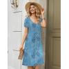 Zeagoo Women Midi Dresses for Summer 2026 Short Sleeve Casual Flowy Dress A Line Pleated V Neck Beach Sundress with Pockets(Plants-blue)