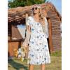 Zeagoo Women Midi Dresses for Summer 2026 Short Sleeve Casual Flowy Dress A Line Pleated V Neck Beach Sundress with Pockets(White Blue)