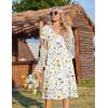 Zeagoo Women Midi Dresses for Summer 2026 Short Sleeve Casual Flowy Dress A Line Pleated V Neck Beach Sundress with Pockets(White Floral)