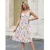 Zeagoo Women Summer Casual Dresses 2026 Sleeveless Midi Pleated Tank Sundress with Pockets V Neck A Line Swing Tshirt Dress(Apricot Floral)