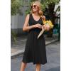 Zeagoo Women Summer Casual Dresses 2026 Sleeveless Midi Pleated Tank Sundress with Pockets V Neck A Line Swing Tshirt Dress(Black)