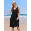 Zeagoo Women Summer Casual Dresses 2026 Sleeveless Midi Pleated Tank Sundress with Pockets V Neck A Line Swing Tshirt Dress(Black)