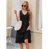 Zeagoo Women Summer Casual Dresses 2026 Sleeveless Midi Pleated Tank Sundress with Pockets V Neck A Line Swing Tshirt Dress(Black)