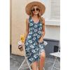 Zeagoo Women Summer Casual Dresses 2026 Sleeveless Midi Pleated Tank Sundress with Pockets V Neck A Line Swing Tshirt Dress(Blue Floral)