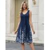 Zeagoo Women Summer Casual Dresses 2026 Sleeveless Midi Pleated Tank Sundress with Pockets V Neck A Line Swing Tshirt Dress(Blue Flowers)