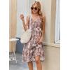 Zeagoo Women Summer Casual Dresses 2026 Sleeveless Midi Pleated Tank Sundress with Pockets V Neck A Line Swing Tshirt Dress(Coffee Pink)