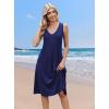 Zeagoo Women Summer Casual Dresses 2026 Sleeveless Midi Pleated Tank Sundress with Pockets V Neck A Line Swing Tshirt Dress(Navy Blue)