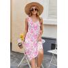Zeagoo Women Summer Casual Dresses 2026 Sleeveless Midi Pleated Tank Sundress with Pockets V Neck A Line Swing Tshirt Dress(Pink Print)