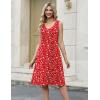Zeagoo Women Summer Casual Dresses 2026 Sleeveless Midi Pleated Tank Sundress with Pockets V Neck A Line Swing Tshirt Dress(Red White Floral)