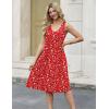 Zeagoo Women Summer Casual Dresses 2026 Sleeveless Midi Pleated Tank Sundress with Pockets V Neck A Line Swing Tshirt Dress(Red White Floral)