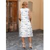 Zeagoo Women Summer Casual Dresses 2026 Sleeveless Midi Pleated Tank Sundress with Pockets V Neck A Line Swing Tshirt Dress(White Blue)