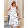 Zeagoo Women Summer Casual Dresses 2026 Sleeveless Midi Pleated Tank Sundress with Pockets V Neck A Line Swing Tshirt Dress(White Blue)