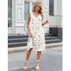 Zeagoo Women Summer Casual Dresses 2026 Sleeveless Midi Pleated Tank Sundress with Pockets V Neck A Line Swing Tshirt Dress(White Floral)