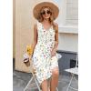 Zeagoo Women Summer Casual Dresses 2026 Sleeveless Midi Pleated Tank Sundress with Pockets V Neck A Line Swing Tshirt Dress(White Floral)