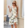 Zeagoo Women Summer Casual Dresses 2026 Sleeveless Midi Pleated Tank Sundress with Pockets V Neck A Line Swing Tshirt Dress(White Green)