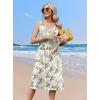 Zeagoo Women Summer Casual Dresses 2026 Sleeveless Midi Pleated Tank Sundress with Pockets V Neck A Line Swing Tshirt Dress(White Green)