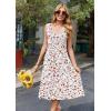 Zeagoo Women Summer Casual Dresses 2026 Sleeveless Midi Pleated Tank Sundress with Pockets V Neck A Line Swing Tshirt Dress(White Print)