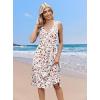 Zeagoo Women Summer Casual Dresses 2026 Sleeveless Midi Pleated Tank Sundress with Pockets V Neck A Line Swing Tshirt Dress(White Print)
