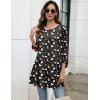 Zeagoo Women Tops 3/4 Sleeve Dressy Casual Plus Size Tunics to Wear with Leggings Swing Flare T-Shirt Loose Blouses(Black Ghost)
