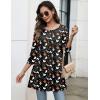 Zeagoo Women Tops 3/4 Sleeve Dressy Casual Plus Size Tunics to Wear with Leggings Swing Flare T-Shirt Loose Blouses(Black Ghost)