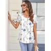 Zeagoo Women Tunic Tops Dressy Casual Summer Short Sleeve Shirts Floral Loose Fit Pleated Boho Top S-XXL(Bf112)